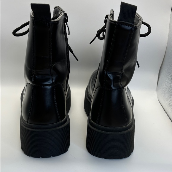 Forever 21 Glossy Black Combat Boots - Picture 4 of 5